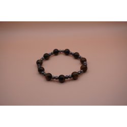 armb�nd med gr�/brune perler