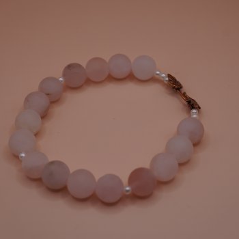 armb�nd med rosakvarts perler (l�s)