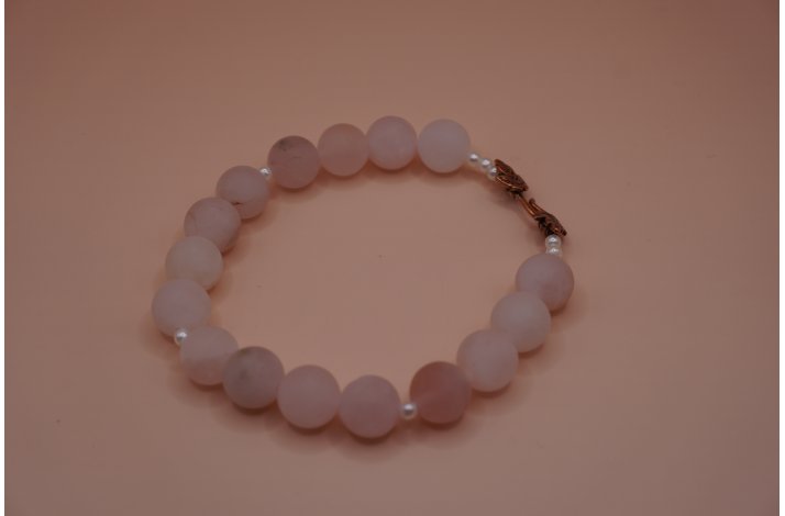 armb�nd med rosakvarts perler (l�s)